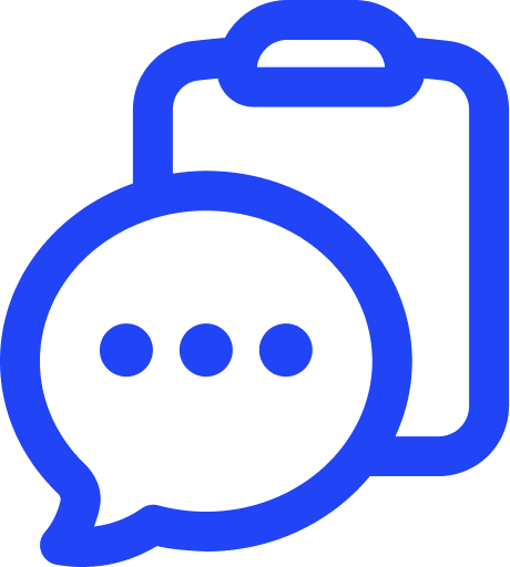Speech bubble and clipboard icon