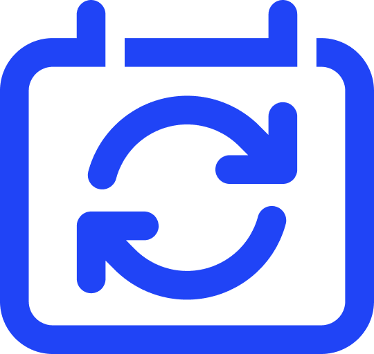 Calendar with two spiralling arrows icon
